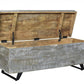 46" Gray and Black Distressed Solid Wood Storage Bench with Flip Top