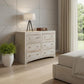 60" Brown Solid Wood Six Drawer Double Dresser