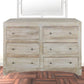 60" Brown Solid Wood Six Drawer Double Dresser
