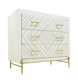 38" Ivory Solid Wood Three Drawer Dresser