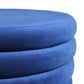 31" Blue Velvet Tufted Round Cocktail Ottoman