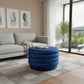 31" Blue Velvet Tufted Round Cocktail Ottoman