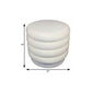 21" White Velvet Tufted Round Cocktail Ottoman