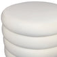 21" White Velvet Tufted Round Cocktail Ottoman