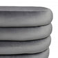 21" Gray Velvet Tufted Round Cocktail Ottoman