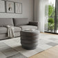 21" Gray Velvet Tufted Round Cocktail Ottoman