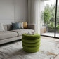 21" Green Velvet Tufted Round Cocktail Ottoman