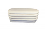 44" White Velvet Tufted Oval Ottoman