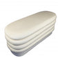 44" White Velvet Tufted Oval Ottoman
