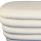44" White Velvet Tufted Oval Ottoman