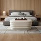 44" White Velvet Tufted Oval Ottoman