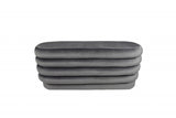 44" Gray Velvet Tufted Oval Ottoman