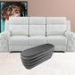 44" Gray Velvet Tufted Oval Ottoman