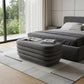 44" Gray Velvet Tufted Oval Ottoman