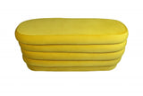 44" Yellow Velvet Tufted Oval Ottoman