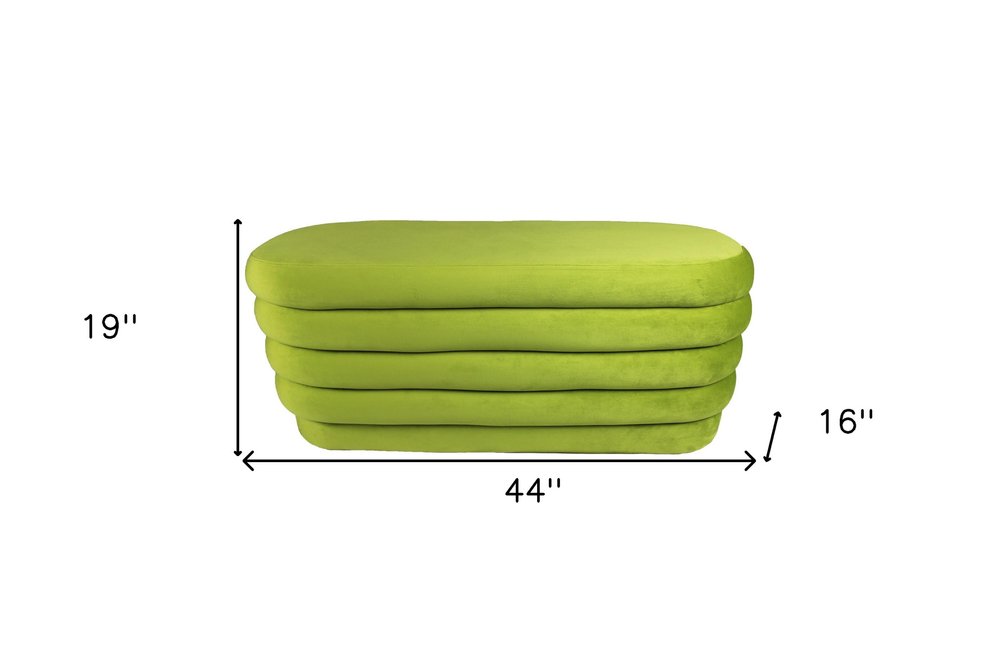 44" Green Velvet Tufted Oval Ottoman