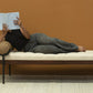 72" Ivory Brown And Black Tufted Cotton Wood And Metal Cushioned Bench With Pillow