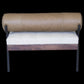 72" Ivory Brown And Black Tufted Cotton Wood And Metal Cushioned Bench With Pillow