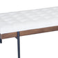 72" Ivory Brown And Black Tufted Cotton Wood And Metal Cushioned Bench With Pillow