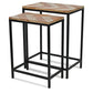 Set of Two 24" Black And Brown Solid Wood And Steel Nested Tables