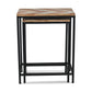 Set of Two 24" Black And Brown Solid Wood And Steel Nested Tables