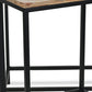 Set of Two 24" Black And Brown Solid Wood And Steel Nested Tables
