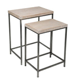 Set of Two 25" Black And Brown Solid Wood Nested Tables