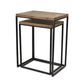 Set of Two 24" Black And Brown Solid Wood Nested Tables
