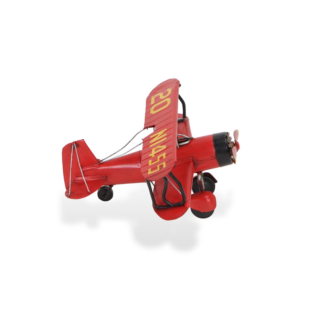 5" Red and Black Metal Hand Painted 1933 G5 Bi Plane Model Airplane