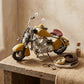 8" Yellow and Black Metal Hand Painted Model Motorcycle Tabletop Sculpture