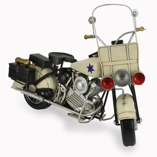 10" Cream Metal Hand Painted Motorcycle Model Motorcycle