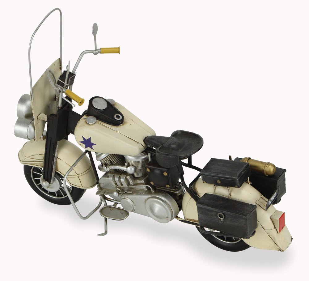 10" Cream Metal Hand Painted Motorcycle Model Motorcycle