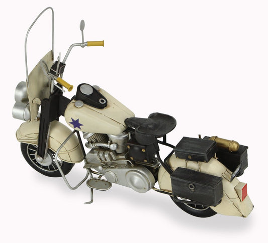 10" Cream Metal Hand Painted Motorcycle Model Motorcycle