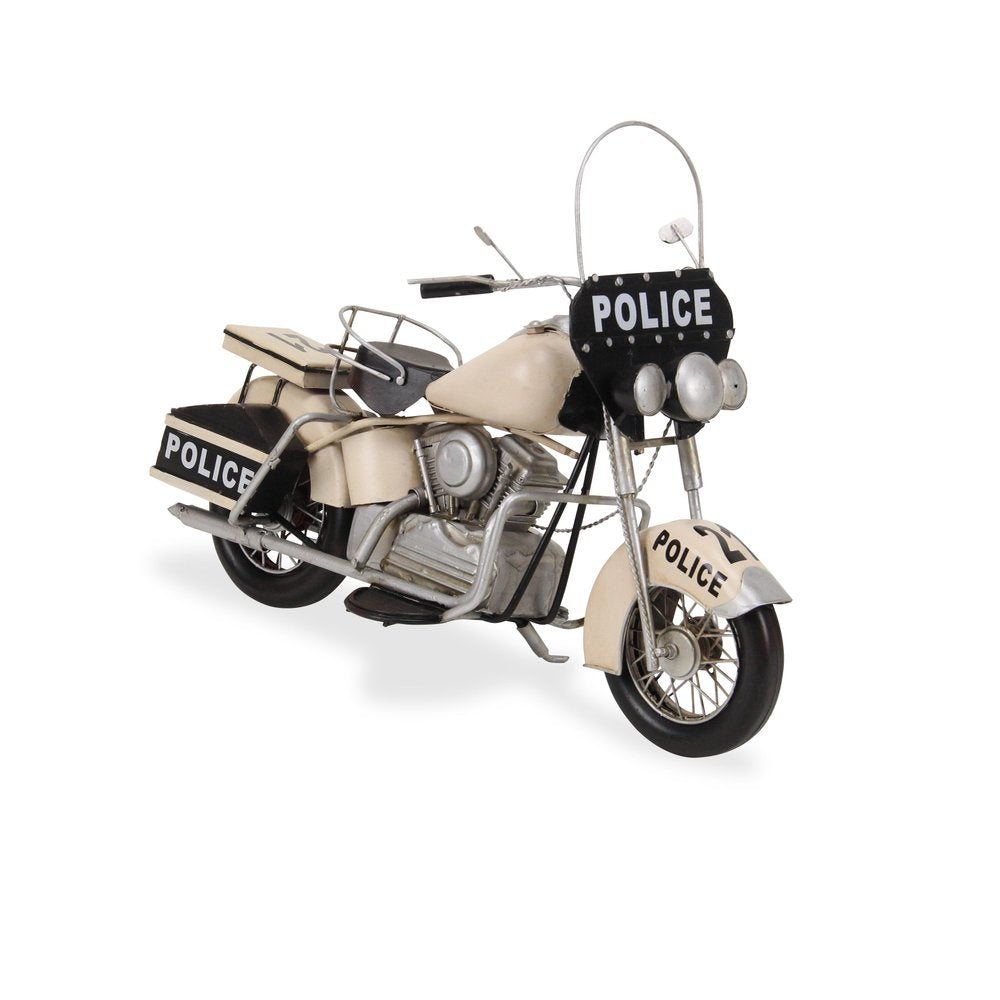 10" Cream Metal Hand Painted Model Motorcycle
