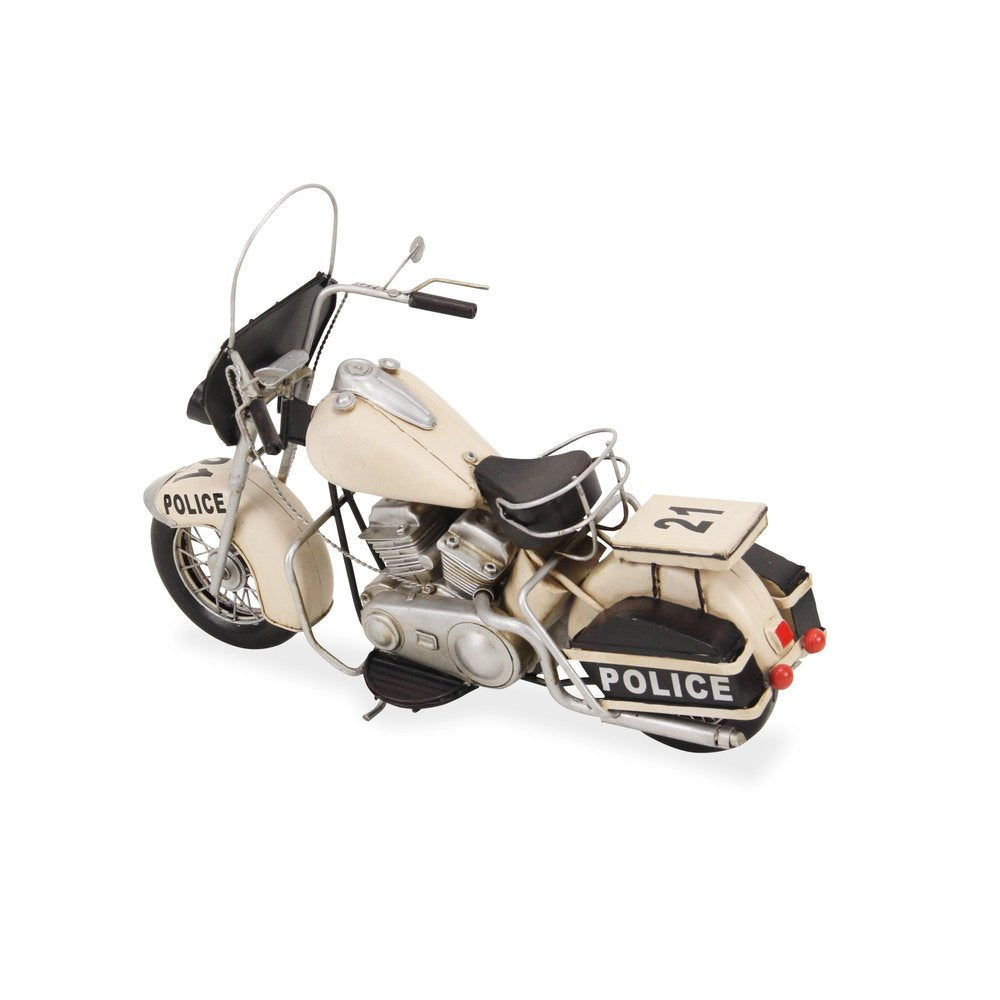 10" Cream Metal Hand Painted Model Motorcycle