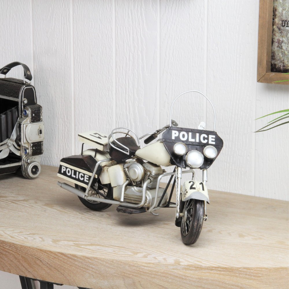 10" Cream Metal Hand Painted Model Motorcycle