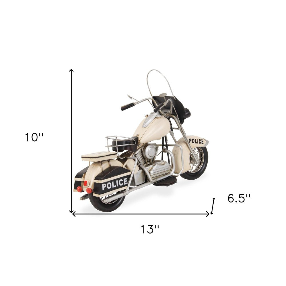10" Cream Metal Hand Painted Model Motorcycle