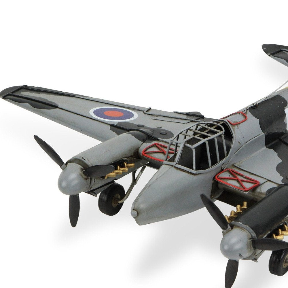 4" Black and Gray Metal Hand Painted Model Airplane Tabletop Sculpture