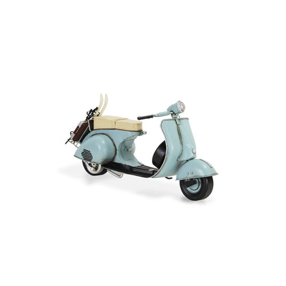 8" Blue and Black Metal Hand Painted Model Motorcycle Tabletop Sculpture