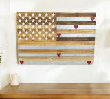 24" X 36" Brown and Gray Stars And Stripes Wood and Metal Hanging Dimensional Sculpture