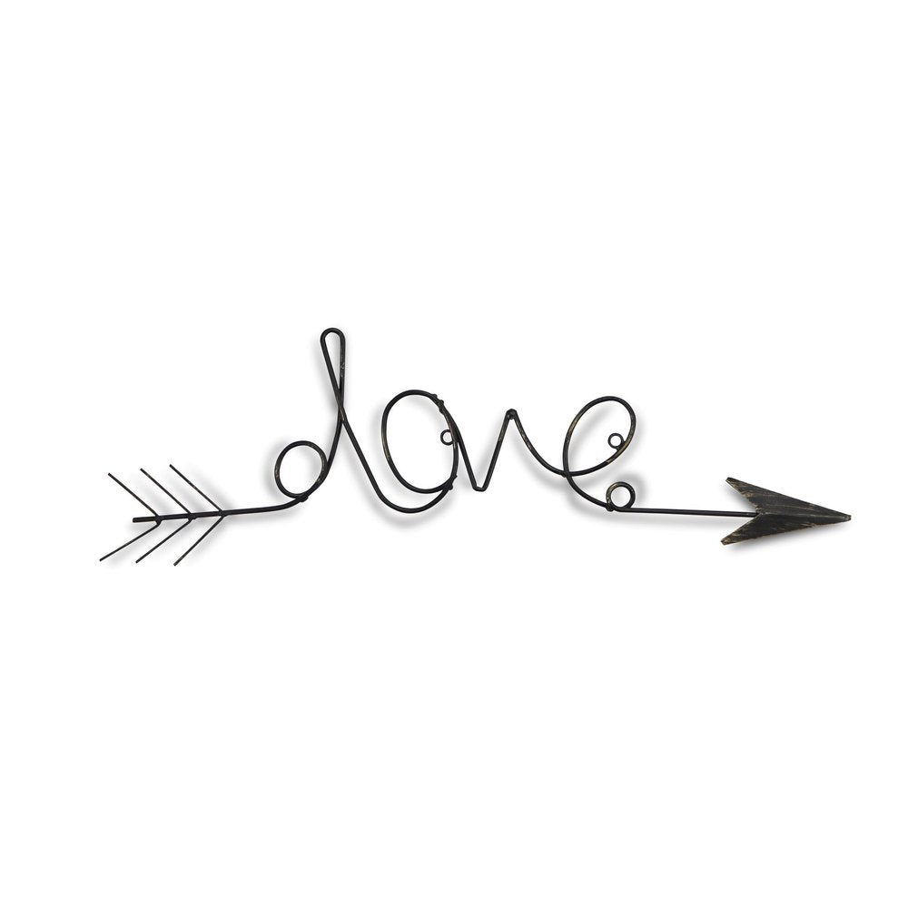 8" X 25" Dark Gray Handcrafted Love Arrow Metal Wall Decor