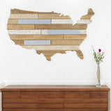 14" X 24" Brown and Gray Wood and Metal Hanging Dimensional Sculpture