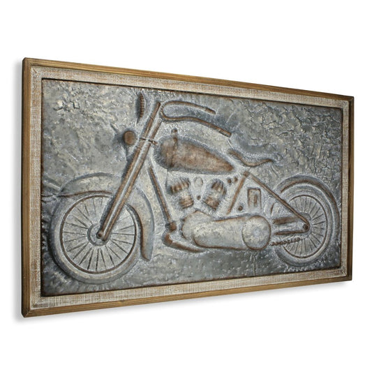 23" X 39" Gray and Brown Wood and Metal Wall Decor