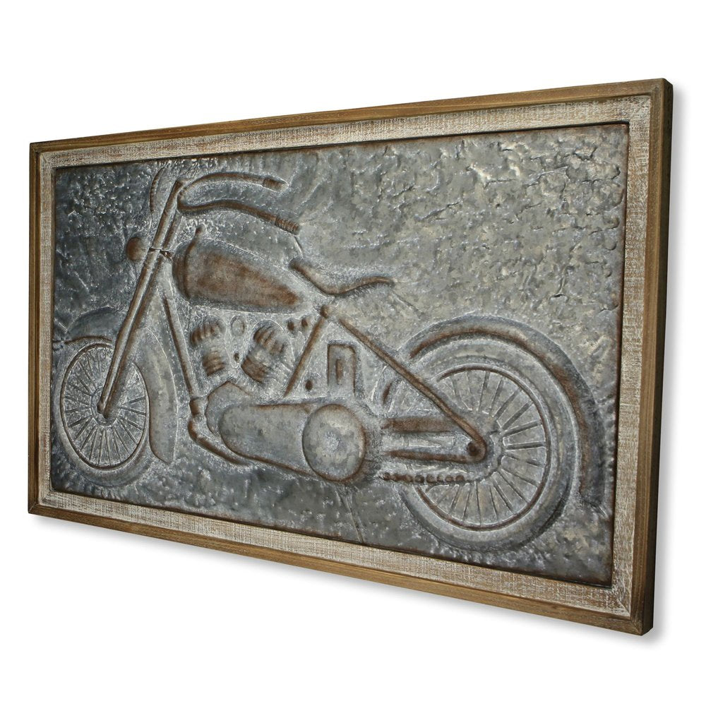23" X 39" Gray and Brown Wood and Metal Wall Decor