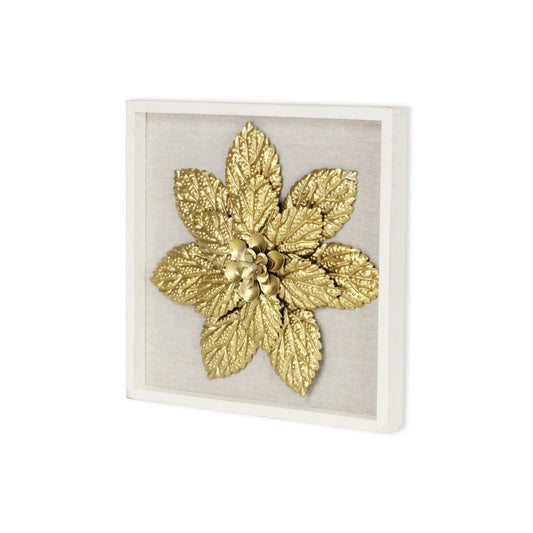 12" X 13" Gold Flower Wood and Metal Wall Decor