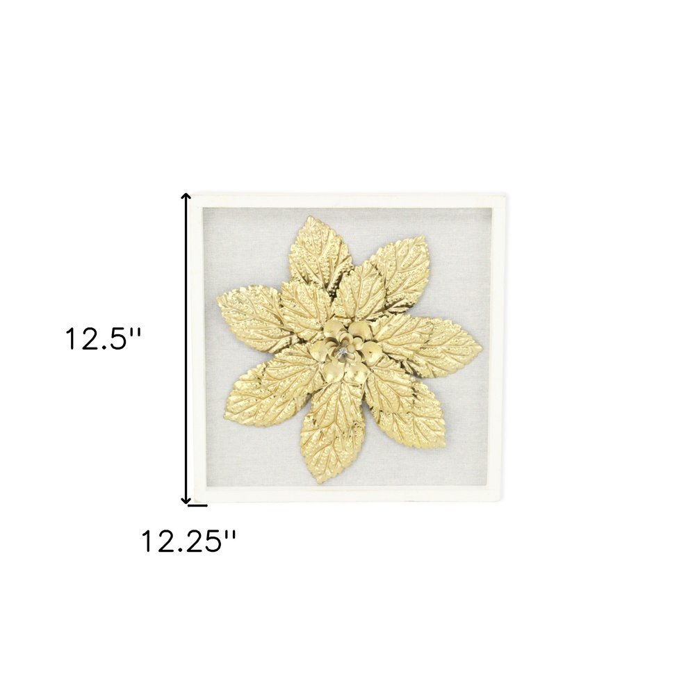 12" X 13" Gold Flower Wood and Metal Wall Decor