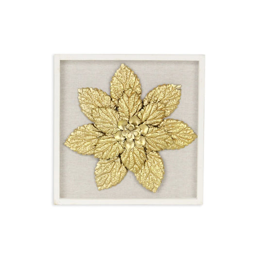 12" X 13" Gold Flower Wood and Metal Wall Decor
