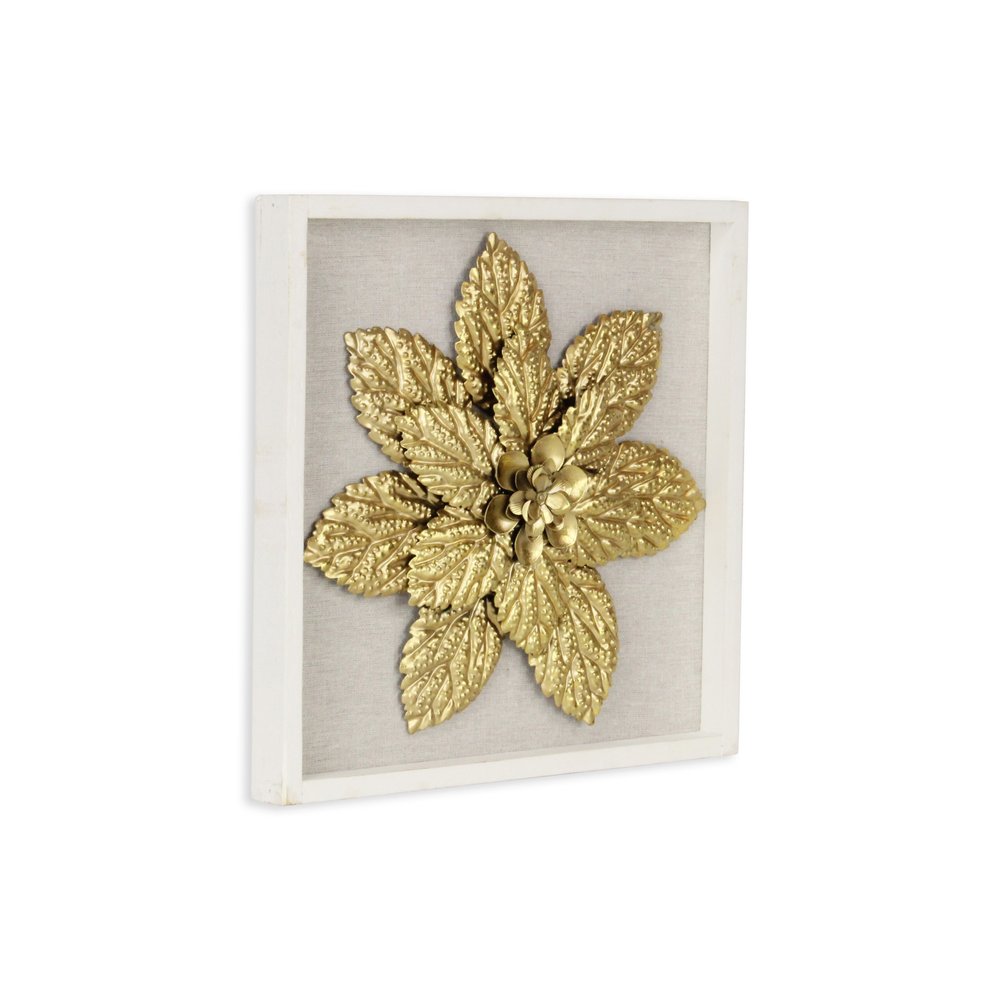 12" X 13" Gold Flower Wood and Metal Wall Decor