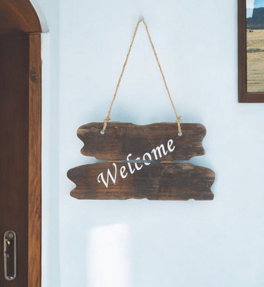 6" X 12" Brown Welcome Wood Wall Decor