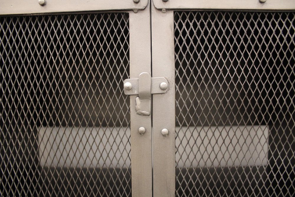 72" Dark Gray Metal Enclosed Storage TV Stand